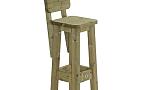 Barkruk met rugleuning, totale hoogte 123cm  0482