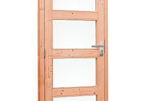 Douglas enkele 4-ruits deur inclusief kozijn, rechtsdraaiend, 90 x 201 cm, onbehandeld.   1023887