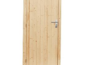 Vuren enkele dichte deur inclusief kozijn, linksdraaiend, 90 x 201 cm, groen geïmpregneerd.   1023936