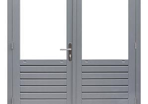 Hardhouten dubbele 1-ruits deur Prestige met dubbelglas, 202 x 221 cm, grijs gegrond.    1017095