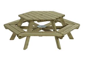 Picknicktafel zeshoek, 225cm  0438