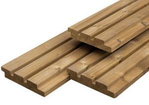 Thermoline thermisch gemodificeerd vuren tripleprofiel-enkelzijdig, geschaafd 2,6 x 14,0 x 450 cm    P006509