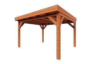 Zelfbouwpakket plat dak traditioneel 3800x3950x2600mm geschaafd Douglas (incl. bev, excl. dakafw.)      ZB-20.1001