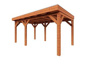 Zelfbouwpakket plat dak traditioneel 4900x3350x2600mm geschaafd Douglas (incl. bev, excl. dakafw.)      ZB-10.1002