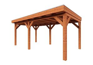 Zelfbouwpakket plat dak traditioneel 5500x3350x2600mm geschaafd Douglas (incl. bev, excl. dakafw.)      ZB-10.1004