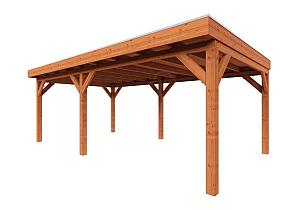 Zelfbouwpakket plat dak traditioneel 6700x3950x2600mm geschaafd Douglas (incl. bev, excl. dakafw.)      ZB-20.1008