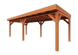 Zelfbouwpakket plat dak traditioneel 10900x3350x2600mm geschaafd Douglas (incl. bev, excl. dakafw.)      ZB-10.1017