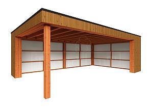 Buitenverblijf Capri 7200x4900x2550mm (bxdxh) model rechts alleen constructie    52.4050