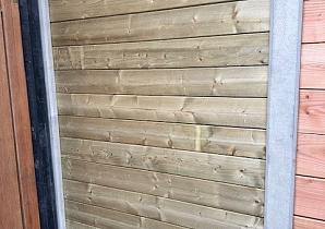 Vuren plankenscherm blokhutprofiel inclusief afdekkap 187 x 224 cm, groen geïmpregneerd.   W31660