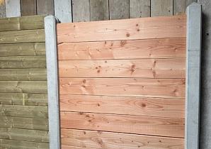 Douglas plankenscherm blokhutprofiel inclusief afdekkap 187 x 224 cm, onbehandeld.   W31672