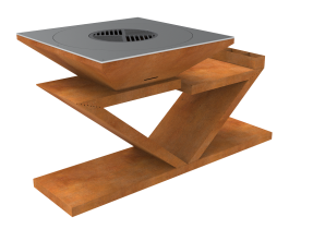 BBQ  90x170x90cm Cortenstaal  BBQ-06