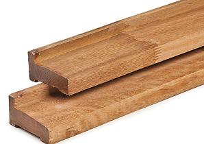 Bangkirai hardhout afwateringsbalk 4,5 x 9,0 x 300 cm kunstmatig gedroogd, geschaafd        P002441