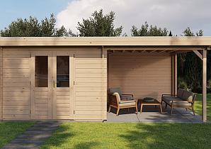 Lugarde Blokhut met overkapping Tiel 300x400cm + 300cm