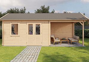 Lugarde Blokhut met overkapping Oosterbeek 400x400cm + 300cm 