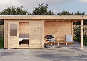 Lugarde tuinhuis 44mm met overkapping Nunspeet 300x300cm + 300cm