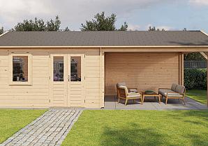 Lugarde Blokhut met overkapping Rozendaal 400x400cm + 400cm