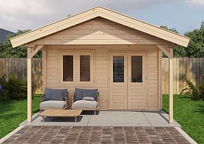 Lugarde Blokhut met overkapping Elburg 400x400cm + 200cm 