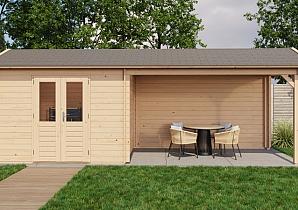 Lugarde Blokhut met overkapping Borne 300x250cm + 400cm 