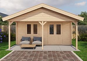 Lugarde Blokhut met overkapping Bennekom 500x400cm + 200cm 