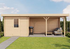 Lugarde Blokhut met overkapping Ede 250x250cm + 400cm