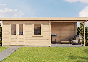 Lugarde Blokhut met overkapping Elst 400x300cm + 300cm 