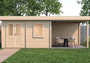 Lugarde Modern tuinhuis 44mm met overkapping Emmen 388x300cm + 300cm