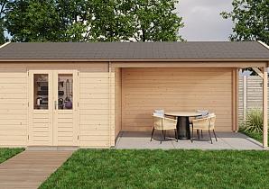 Lugarde Blokhut met overkapping Epe 300x300cm + 400cm