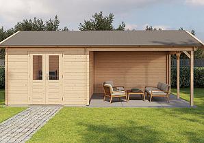 Lugarde Blokhut met overkapping Haaksbergen 300x400cm + 400cm