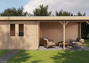 Lugarde Blokhut met overkapping Harderwijk 300x300cm + 400cm 