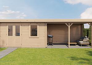 Lugarde Blokhut met overkapping Huissen 400x300cm + 400cm 