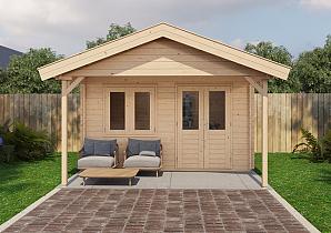 Lugarde Blokhut met overkapping Katwijk 400x300cm + 200cm 