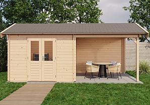 Lugarde Blokhut met overkapping Raalte 300x300cm + 300cm