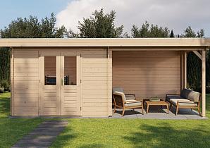 Lugarde Blokhut met overkapping Wageningen 300x250cm + 300cm