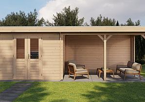 Lugarde Blokhut met overkapping Zandvoort 300x250cm + 400cm