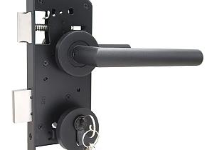 Set voor tuindeuren  72x165mm (rozet + rechte kruk) Zwarte structuurcoating  UIT-164