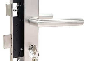 Set voor tuindeuren  72x165mm (schild + rechte kruk) RVS  UIT-60