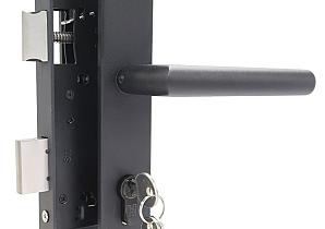 Set voor tuindeuren  72x165mm (schild + rechte kruk) Zwarte structuurcoating  UIT-171