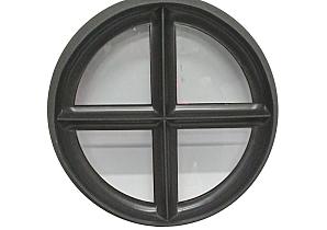 Rond stalen raam zwarte structuurcoating 