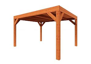 Zelfbouwpakket plat dak modern 3750x3750x2450mm geschaafd Douglas (incl. bev, excl. dakafwerking)      ZB-40.1001