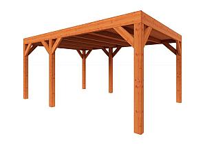 Zelfbouwpakket plat dak modern 4850x3750x2450mm geschaafd Douglas (incl. bev, excl. dakafwerking)      ZB-40.1002