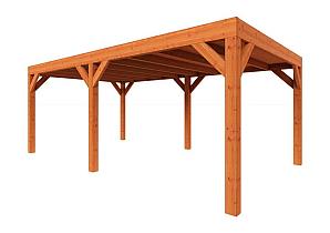 Zelfbouwpakket plat dak modern 6000x3750x2450mm geschaafd Douglas (incl. bev, excl. dakafwerking)      ZB-40.1006