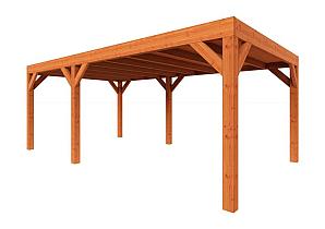 Zelfbouwpakket plat dak modern 6100x3750x2450mm geschaafd Douglas (incl. bev, excl. dakafwerking)      ZB-40.1007