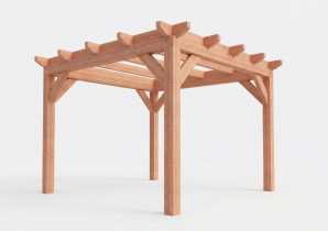 Constructiepakket plat dak | 3460x3460x2500mm | fijnbezaagd Douglas     CP-10.1000