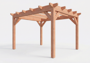Constructiepakket plat dak | 4105x3460x2500mm | fijnbezaagd Douglas    CP-10.1001