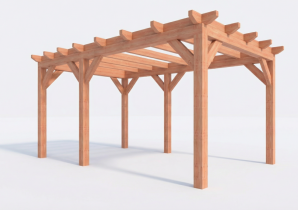 Constructiepakket plat dak | 5240x3460x2500mm | fijnbezaagd Douglas    CP-10.1002