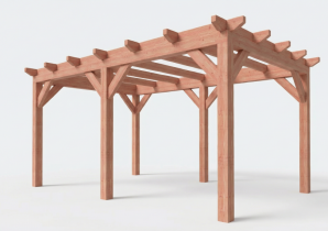 Constructiepakket plat dak | 5310x3460x2500mm | fijnbezaagd Douglas    CP-10.1003