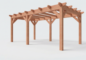 Constructiepakket plat dak | 5840x3460x2500mm | fijnbezaagd Douglas    CP-10.1004