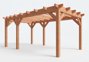 Constructiepakket plat dak | 5885x3460x2500mm | fijnbezaagd Douglas    CP-10.1005