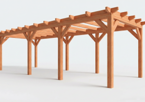 Constructiepakket plat dak | 8865x3460x2500mm | fijnbezaagd Douglas     CP-10.1014