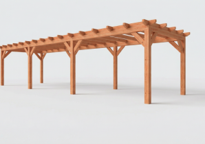 Constructiepakket plat dak | 12190x3460x2500mm | fijnbezaagd Douglas    CP-10.1018